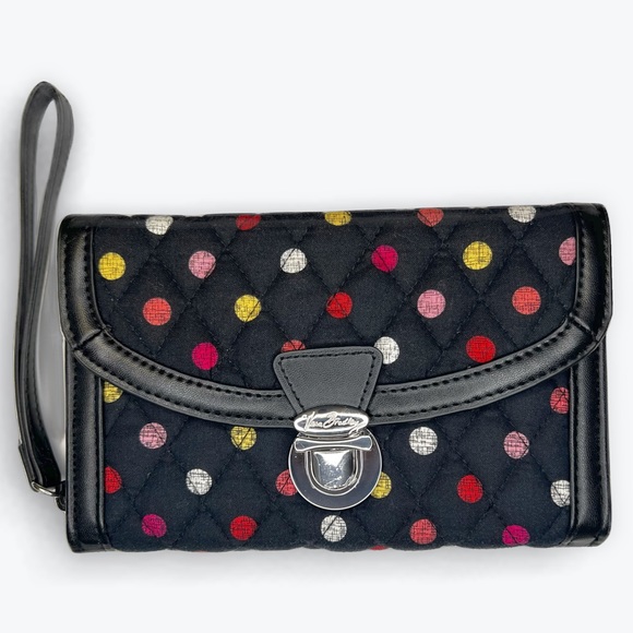 Vera Bradley Ultimate Wristlet Havana Dots Quilted Faux Leather Trim Clutch - Picture 3 of 11